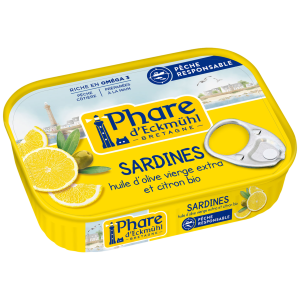 Phare d’Eckmuhl Sardines Marinées à l’Huile d’Olive Vierge Extra et au Citron 115G