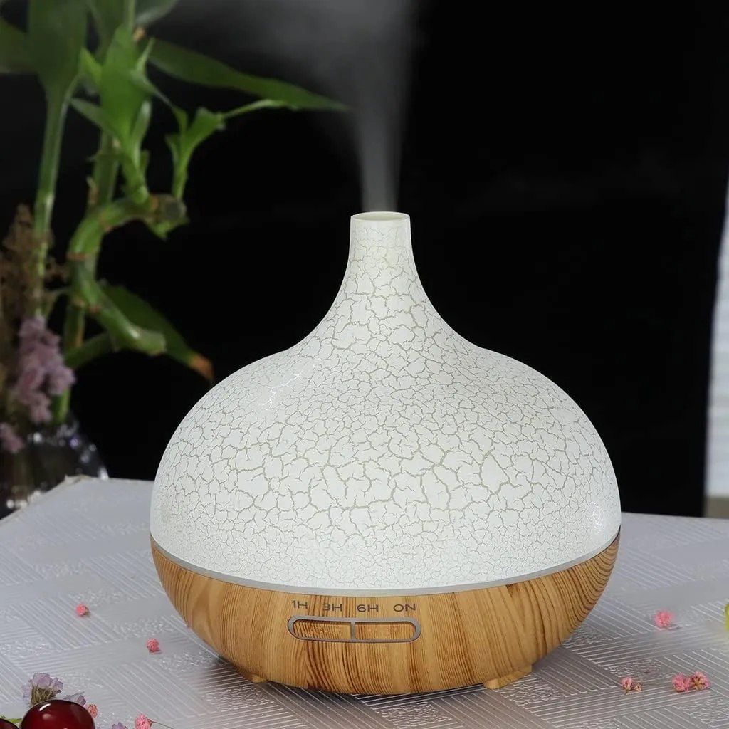 Diffuseur D’arômes, Humidificateur a Ultrasons Crack, Aromathérapie for d’air 400 ML, en Bois 7 Couleurs LED Modifiables Le Bureau Domicile (Color : E) – Image 2