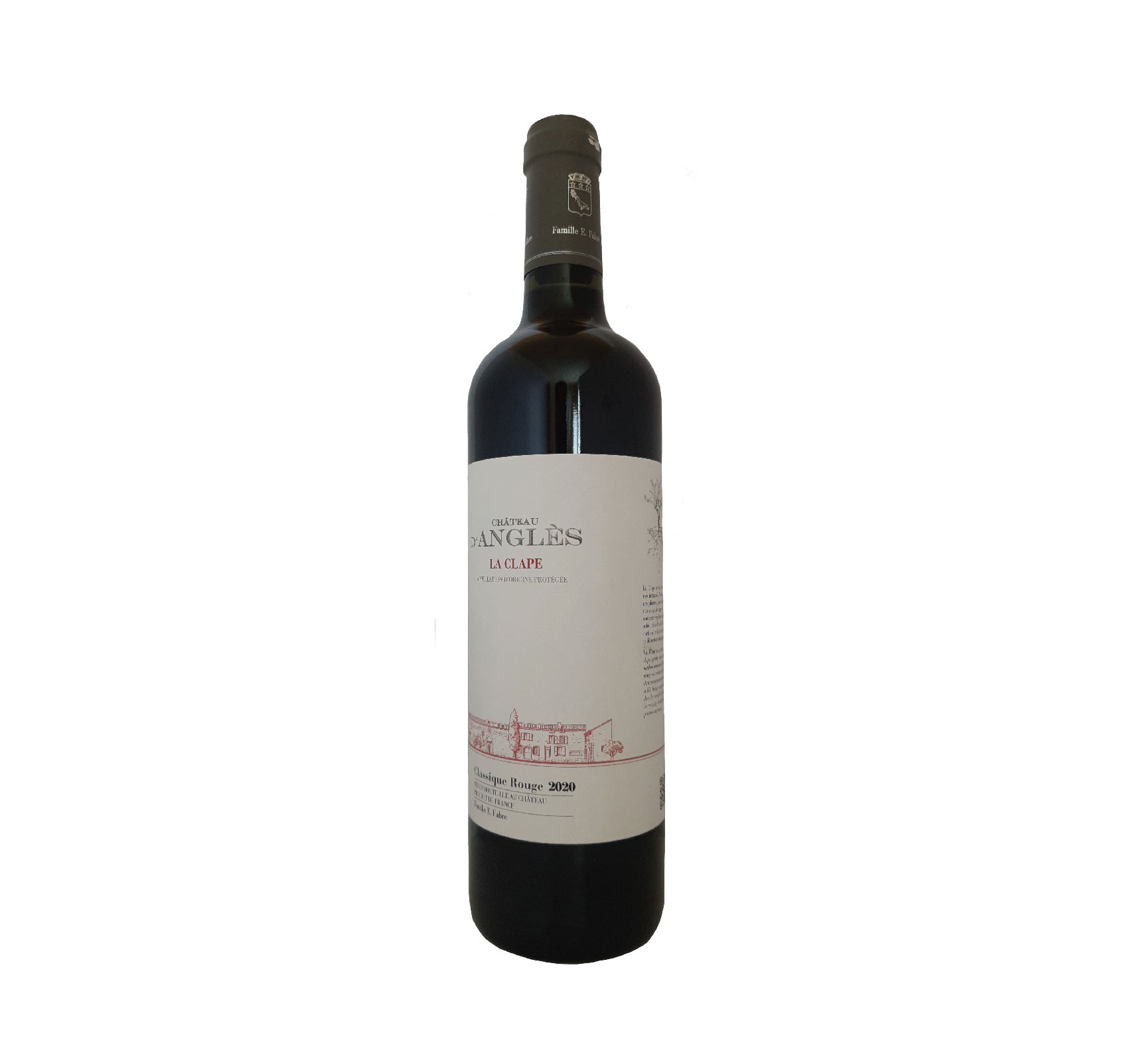 Famille Fabre “Château d’Angles” A.O.P. LA CLAPE Classique Rouge 2020 Bouteille 75cl