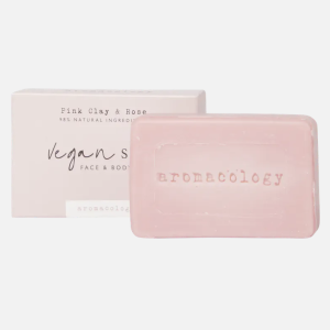 Aromacology Bloc de savon visage & corps argile rouge & rose damassé