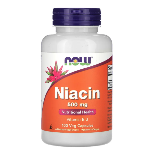 NOW Foods, Niacine, Supplément de niacine, 500 mg, 100 capsules végétales