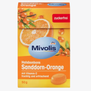 Mivolis Bonbon, orange argousier, sans sucre, 50 g