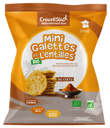 Croustisud Mini Galettes de Lentilles au Curry 50G