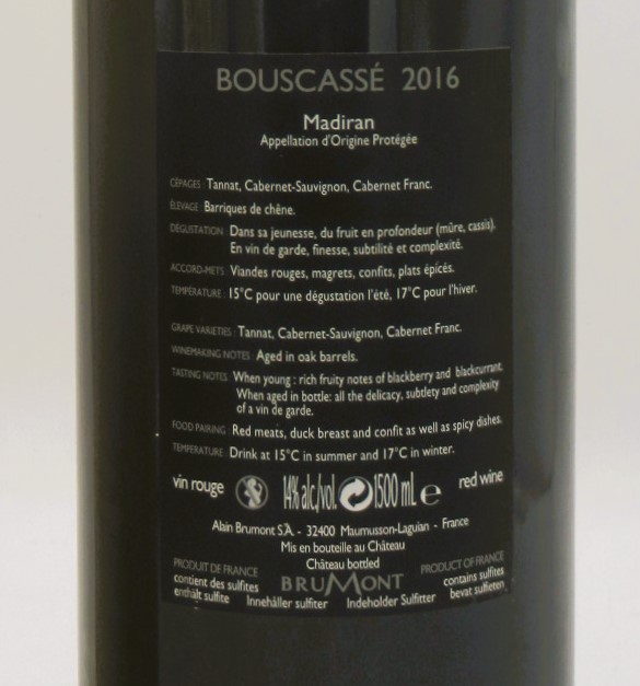 Madiran Château Bouscassé Magnum 2016 – Image 3