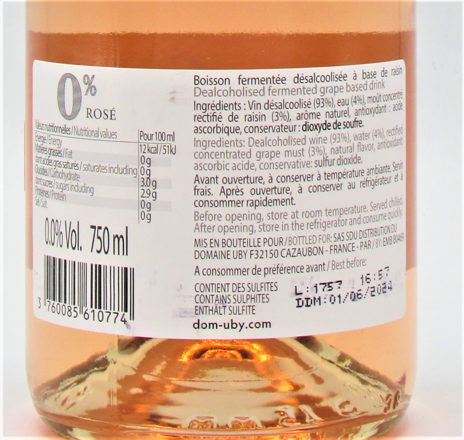 Vin Sans Alcool Uby Zero Rosé – Image 2